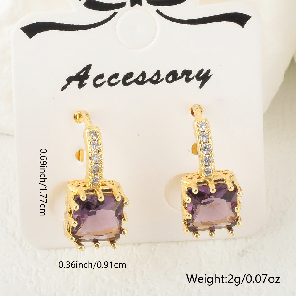 Copper-plated Real Gold Micro-pave Cubic Zirconia Earrings