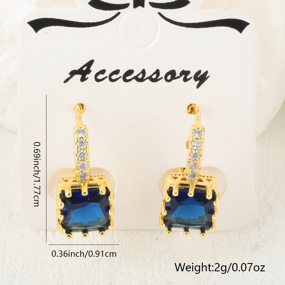 Copper-plated Real Gold Micro-pave Cubic Zirconia Earrings