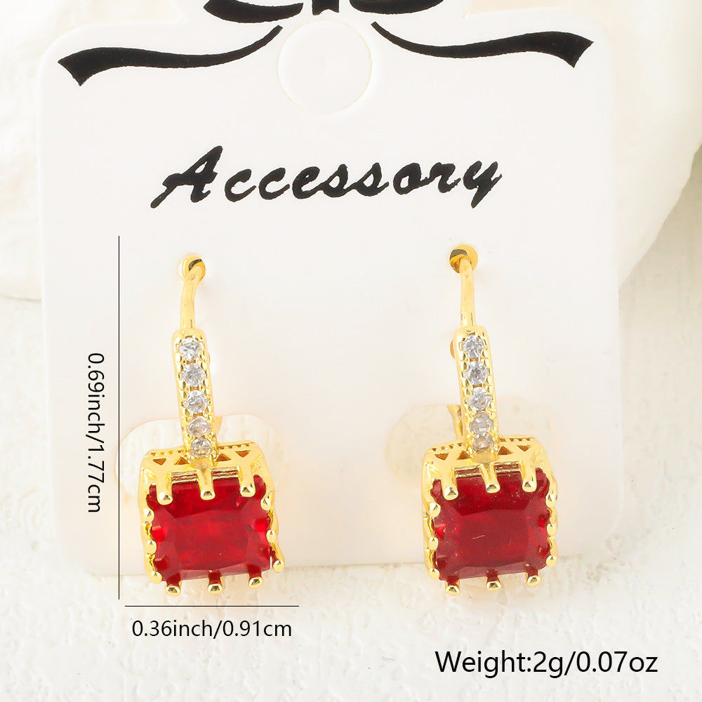 Copper-plated Real Gold Micro-pave Cubic Zirconia Earrings