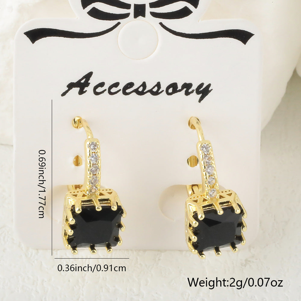 Copper-plated Real Gold Micro-pave Cubic Zirconia Earrings